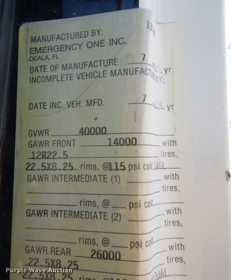 image for item DK1852 1995 Freightliner FL80  pumper fire truck