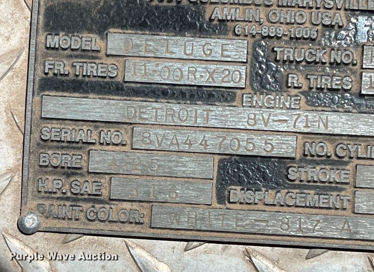 image for item DN4607 1988 Sutphen CF1500L  pumper fire truck