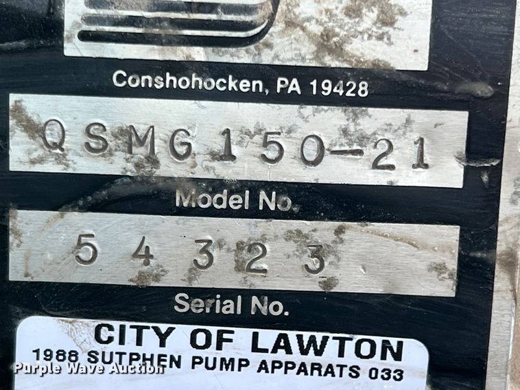 image for item DN4607 1988 Sutphen CF1500L  pumper fire truck