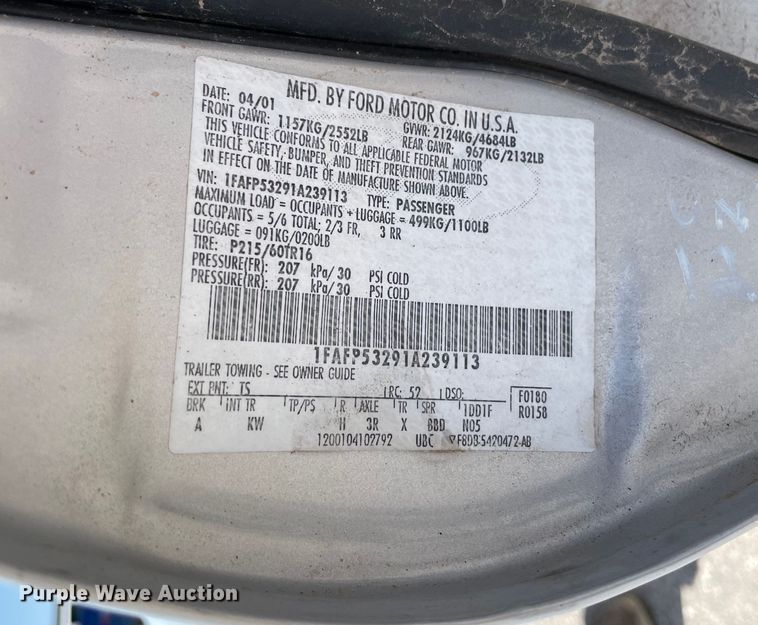 image for item DN4628 2001 Ford Taurus