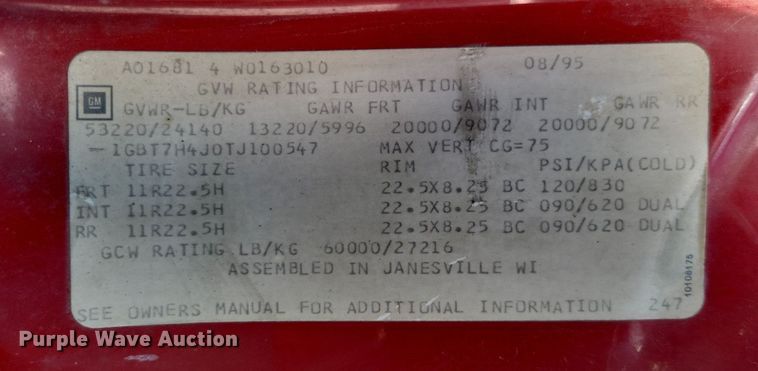 image for item DO3649 1996 Chevrolet Kodiak  dump truck