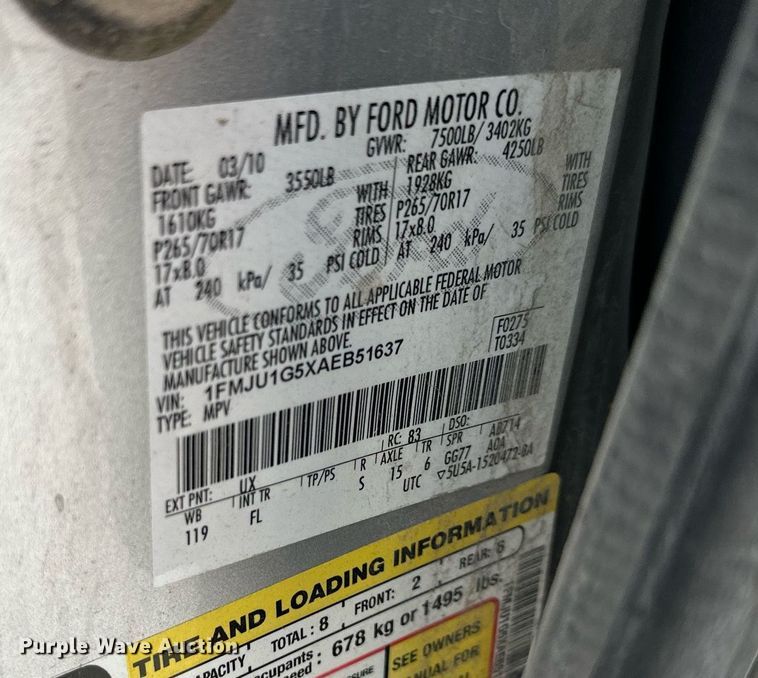 image for item DO4951 2010 Ford Expedition  SUV