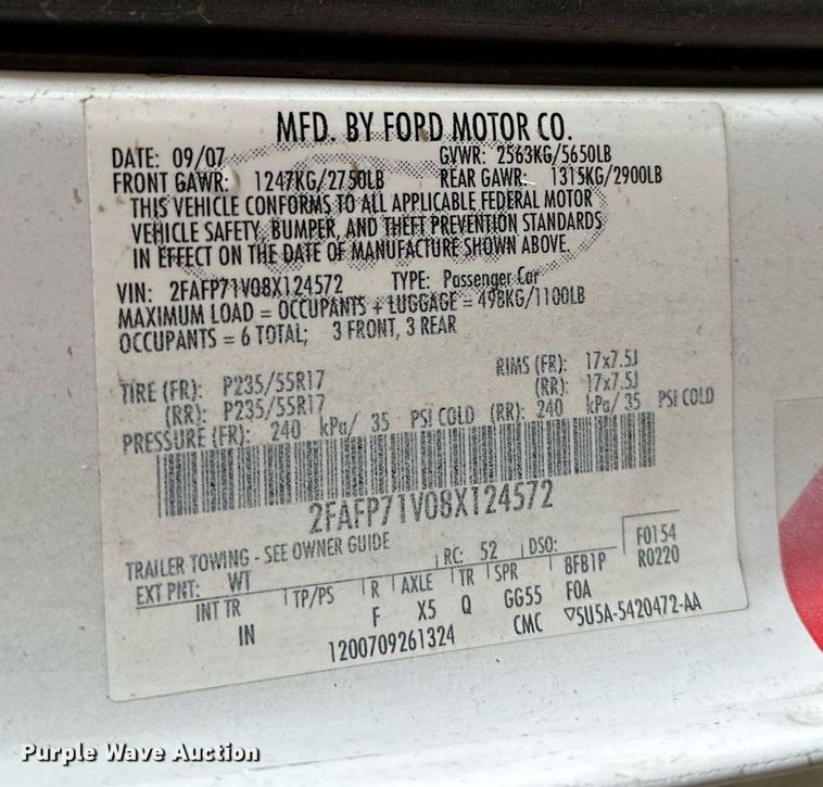 image for item DP3075 2008 Ford Crown Victoria Police Interceptor