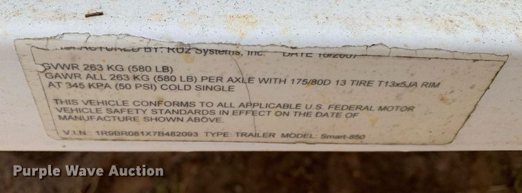 image for item DP8637 2007 RU2 Systems, Inc. Smart-850  radar trailer