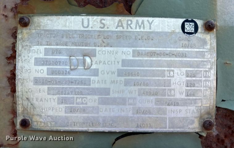 image for item DR5168 1988 Caterpillar D7G  dozer