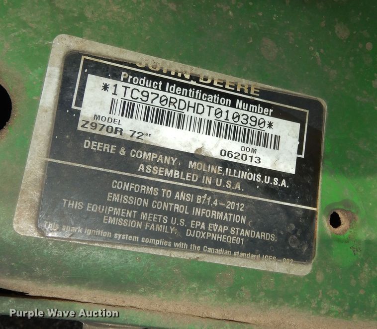 image for item IB9814 John Deere Z970R  ZTR lawn mower