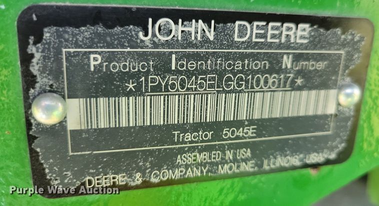 image for item JO9066 2016 John Deere 5045E  tractor