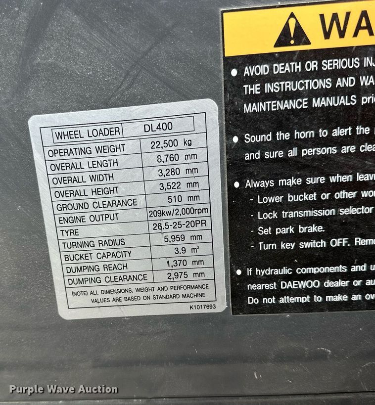 image for item KL9099 2008 Doosan DL400  wheel loader