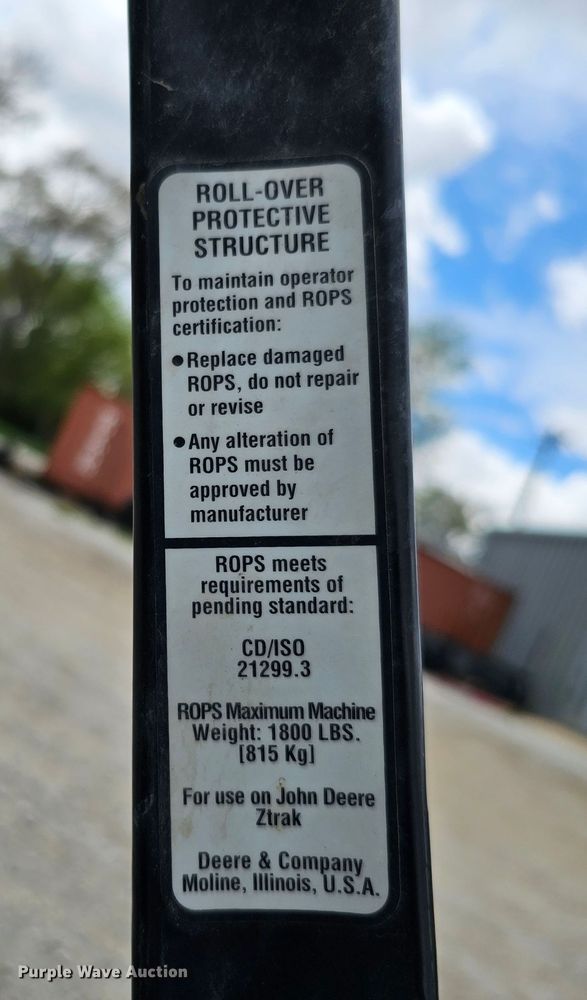 image for item LE9395 John Deere Z830A  ZTR lawn mower