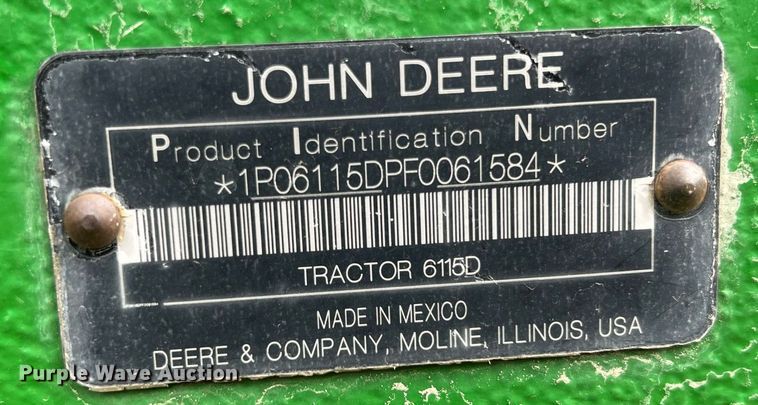 image for item LG9037 2015 John Deere 6115D  MFWD tractor
