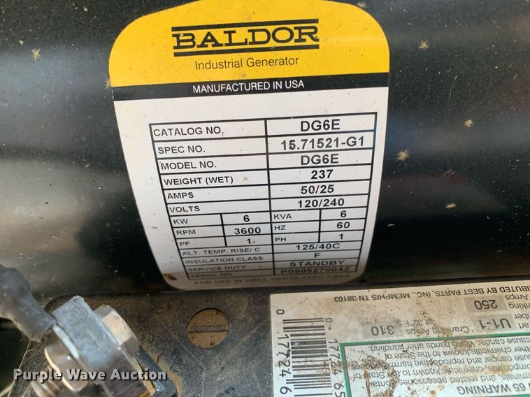 image for item LH9602 Baldor DG6E  6000 watt diesel generator