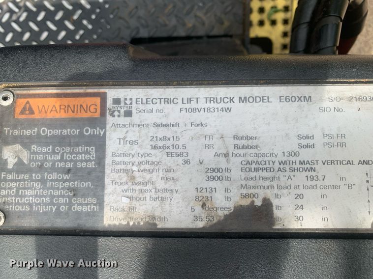 image for item LH9606 Hyster E60XM  forklift