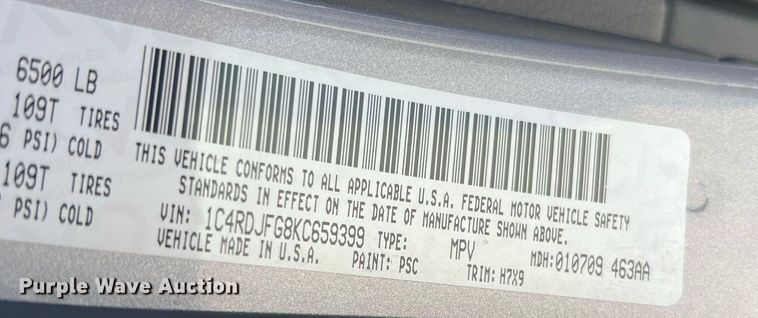 image for item LI9666 2019 Dodge Durango SSV  SUV