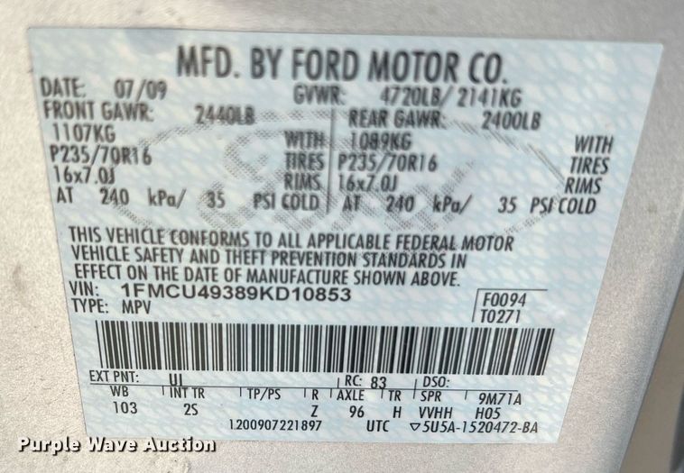 image for item LI9667 2009 Ford Escape Hybrid  SUV
