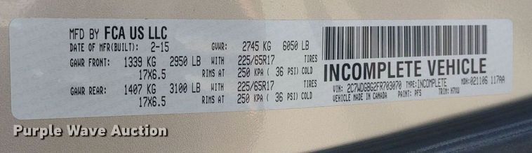 image for item LL9063 2015 Dodge Grand Caravan  handicap accessible van