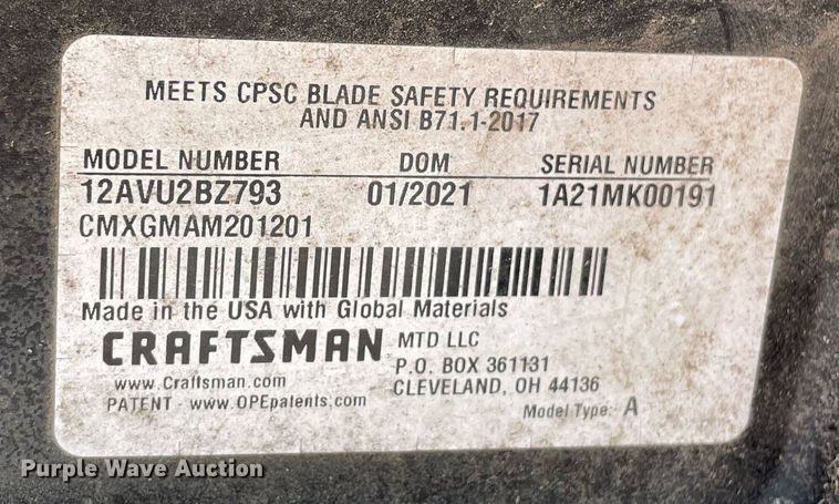 image for item LY9555 2021 Craftsman M260  push mower