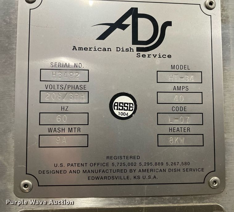 image for item LY9598 American Dish Service HT-34  dishwasher