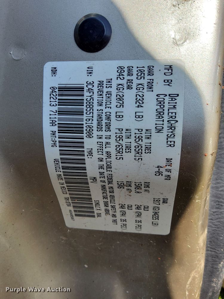 image for item MF9939 2005 Chrysler PT Cruiser