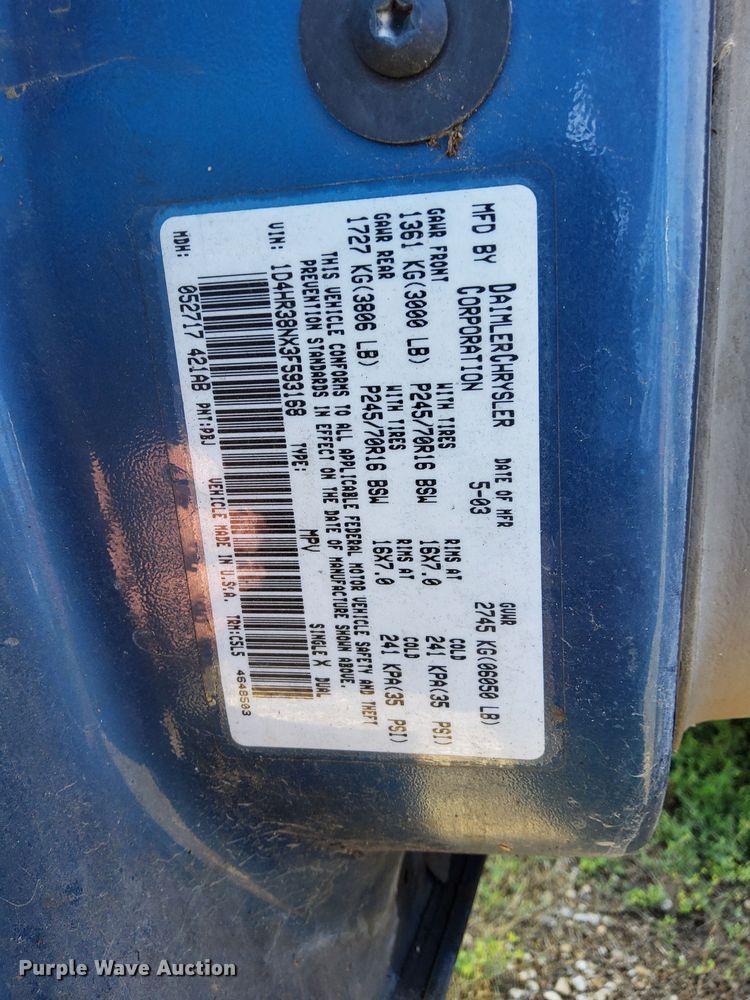 image for item MF9949 2003 Dodge Durango  SUV