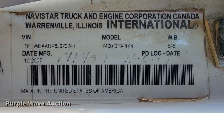 image for item ML9308 2008 International WorkStar 7400  digger derrick truck