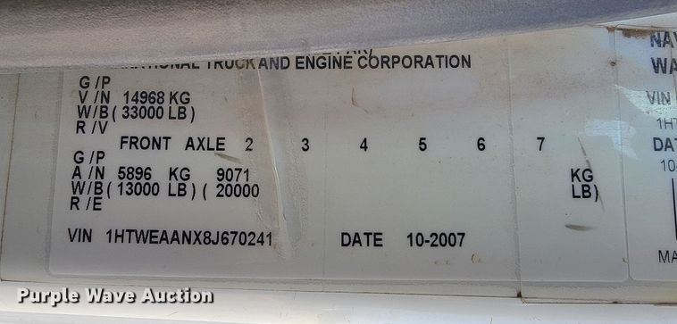 image for item ML9308 2008 International WorkStar 7400  digger derrick truck