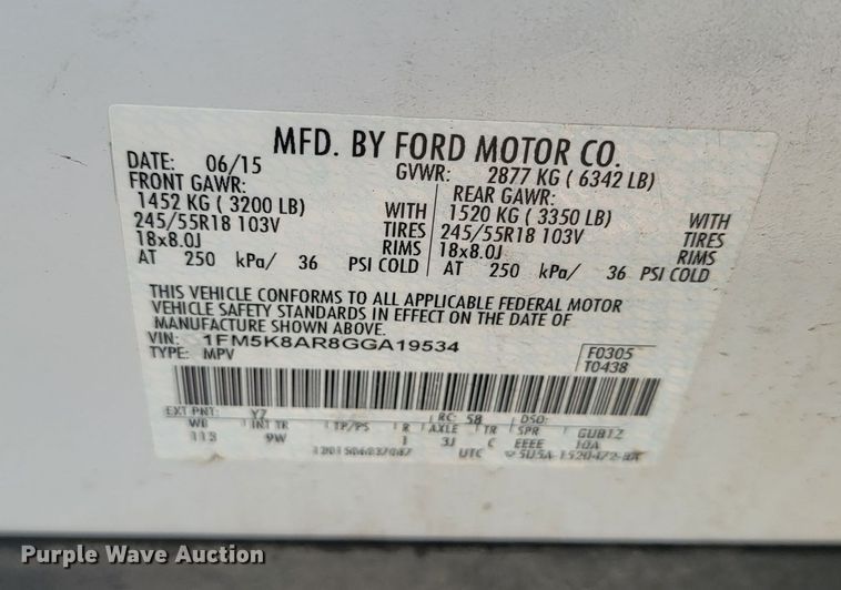 image for item ML9356 2016 Ford Explorer Police Interceptor  SUV