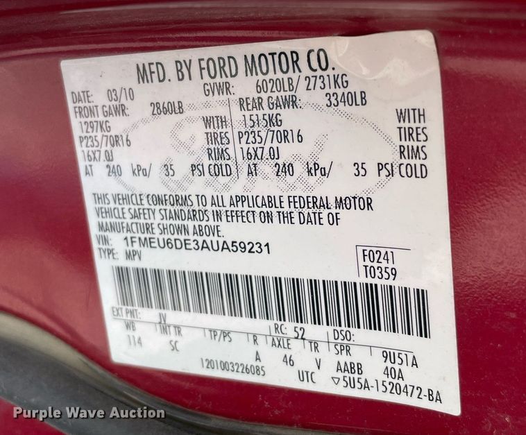 image for item MM9477 2010 Ford Explorer  SUV