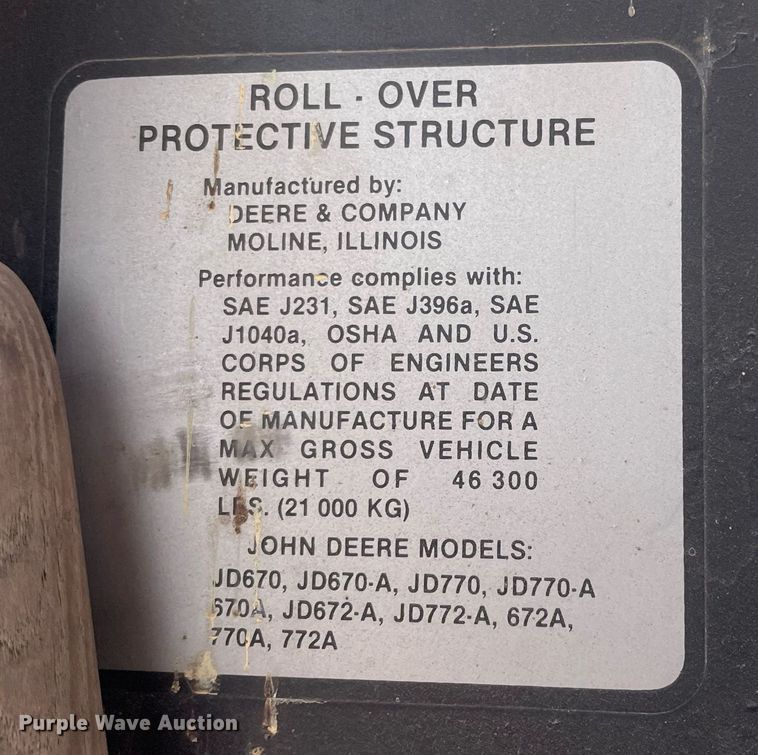 image for item MS9692 1984 John Deere 670A  motor grader