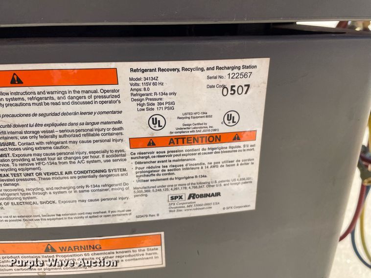 image for item MS9718 SPX Robinair Cooltech 34134Z  refrigerant recovery/recycling system