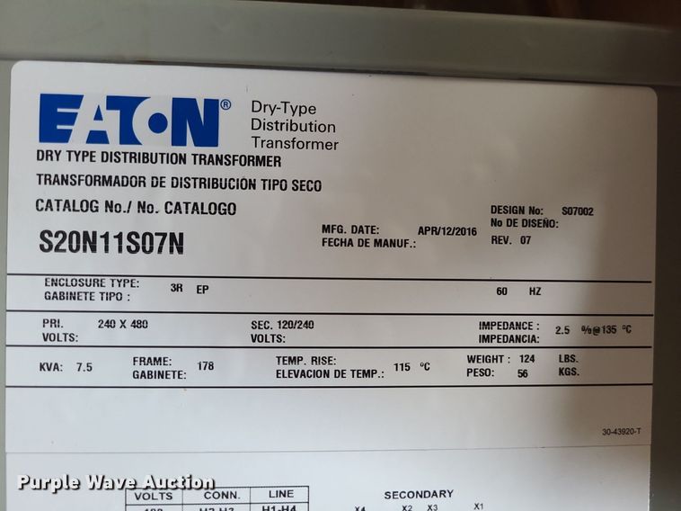 image for item MX9766 Eaton  Transformer