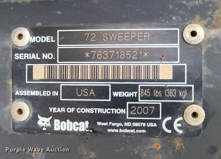 image for item MX9770 2007 Bobcat 72 Sweeper  skid steer broom