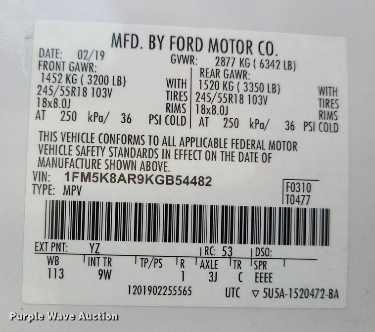 image for item MX9787 2019 Ford Explorer Police Interceptor  SUV