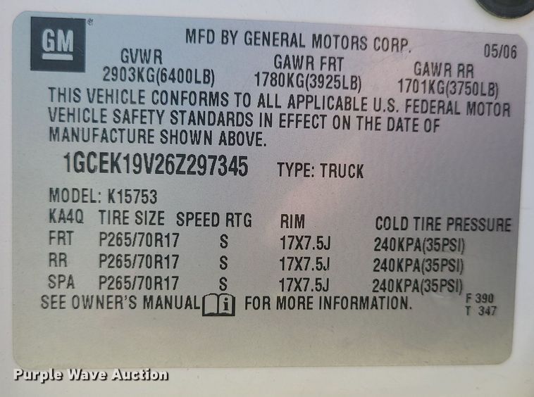 image for item DC6089 2006 Chevrolet Silverado 1500  Ext. Cab pickup truck