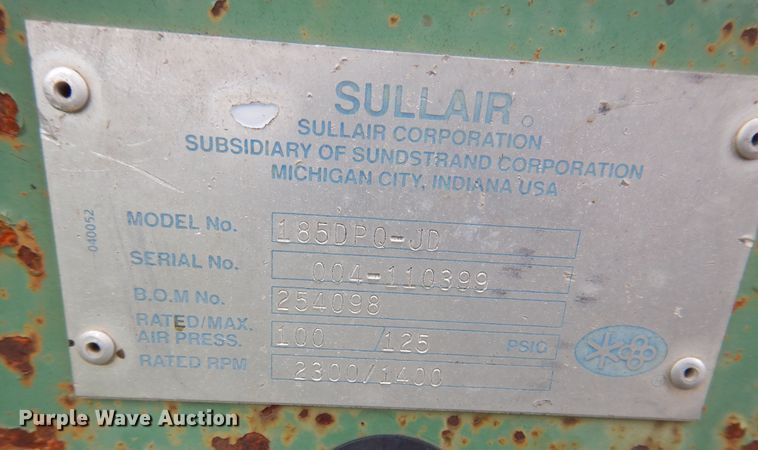 image for item DK1908 Sullair 185DPQ-JD  air compressor