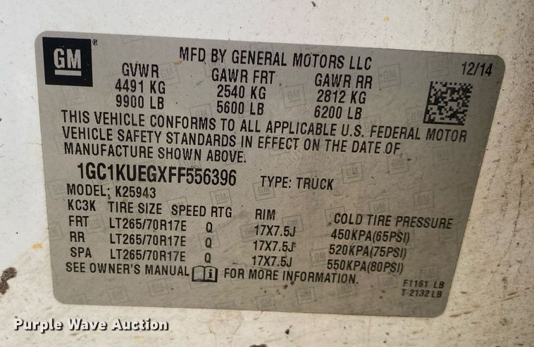 image for item DL7226 2015 Chevrolet Silverado 2500HD  Crew Cab pickup truck