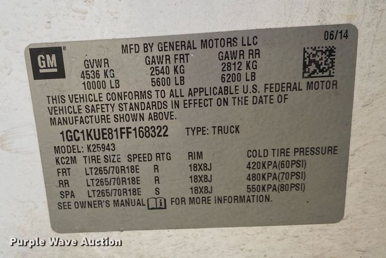 image for item DL7227 2015 Chevrolet Silverado 2500HD  Crew Cab pickup truck