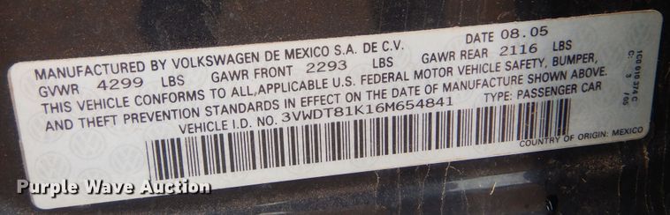 image for item DP7873 2006 Volkswagen Jetta