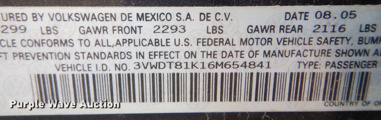 image for item DP7873 2006 Volkswagen Jetta