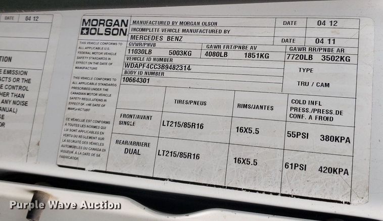 image for item DP7875 2011 Mercedes Benz Sprinter  box truck