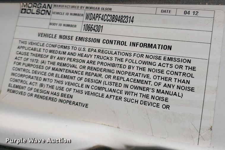 image for item DP7875 2011 Mercedes Benz Sprinter  box truck