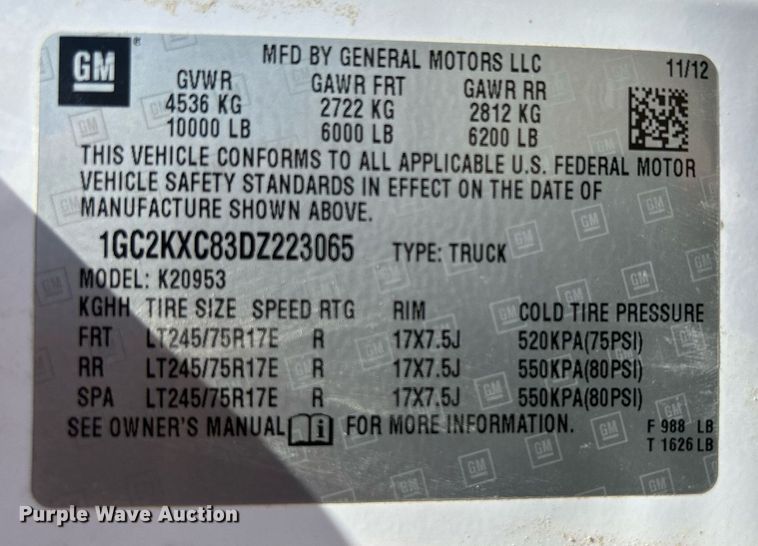 image for item DR4607 2013 Chevrolet Silverado 2500HD LT  Ext. Cab pickup truck