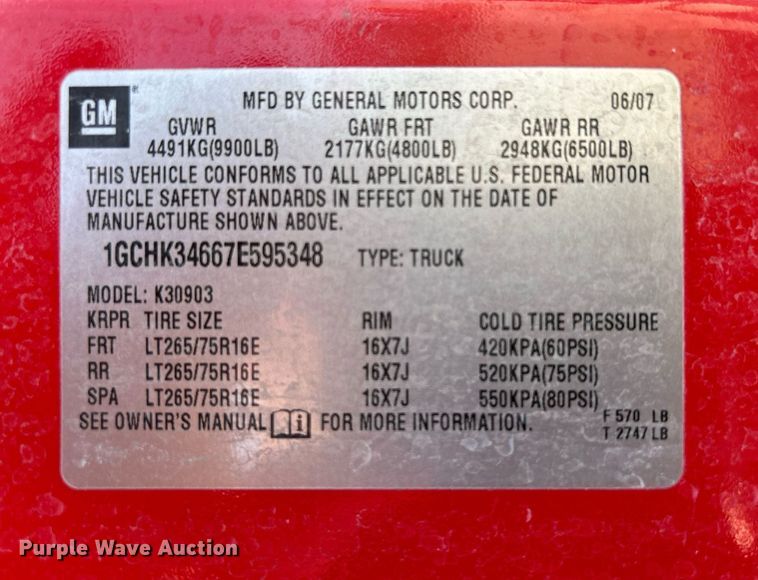 image for item DR4618 2007 Chevrolet Silverado 3500HD LT  pickup truck