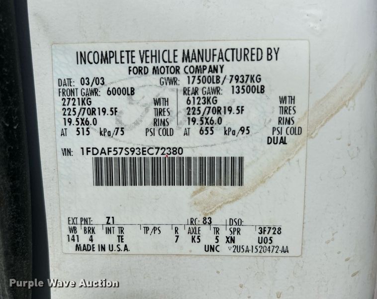 image for item DR4619 2003 Ford F550 Super Duty XLT  dump truck