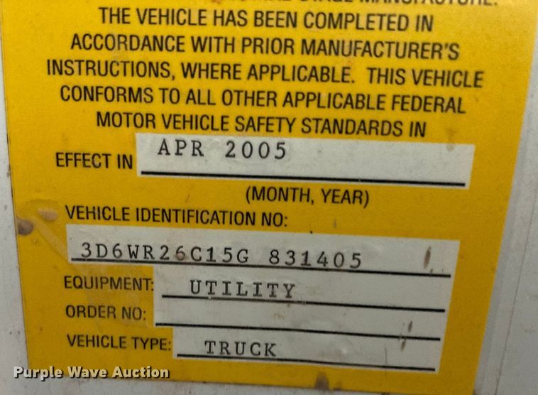 image for item HN9865 2005 Dodge Ram 2500  utility bed pickup truck