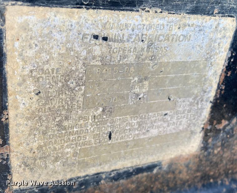 image for item HN9867 1996 Fannin Fabrication  equipment trailer