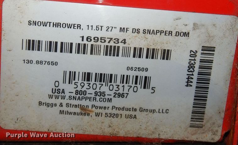 image for item IB9988 Snapper L1227E  snow blower