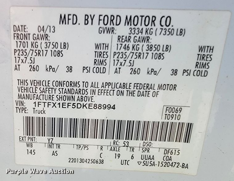 image for item II9015 2013 Ford F150  SuperCab pickup truck