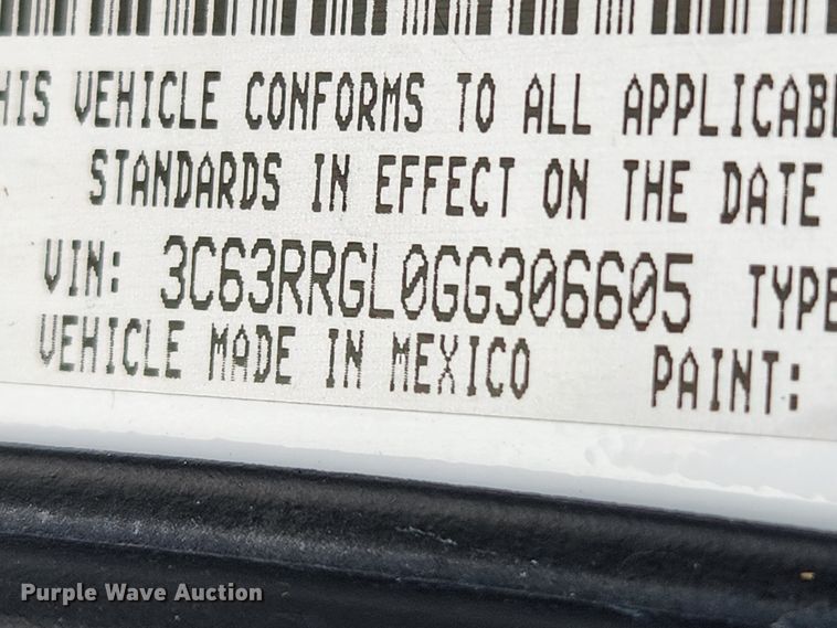 image for item JB9617 2016 Dodge Ram 3500HD  Crew Cab pickup truck