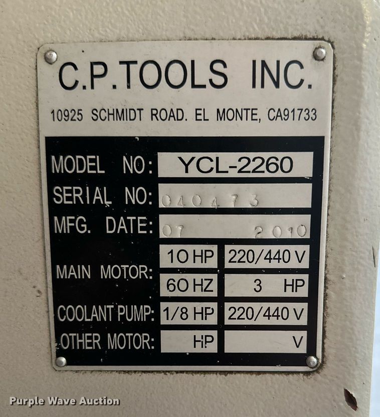 image for item JJ9933 2010 Birmingham YCL-2260  lathe