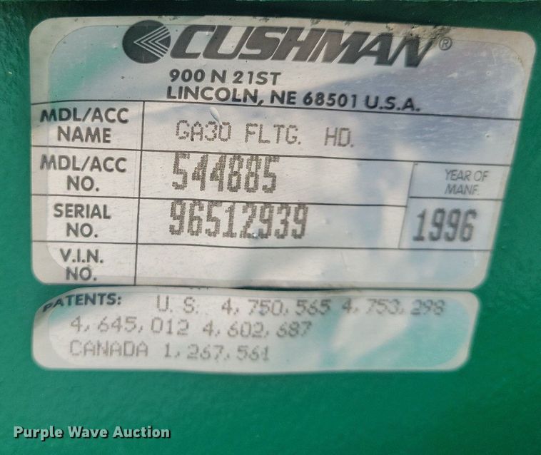 image for item JO9118 1996 Cushman GA30  aerator